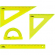 Набор геометрический, 4 предмета, большой, прозрачный, неоновый (треугольник 2штуки, линейка 30см, транспортир), Стамм, НЧ-30523