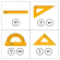Набор геометрический, 4 предмета, средний, прозрачный, неоновый (треугольник 2 штуки,линейка 20см, транспортир), Стамм, НЧ-30521