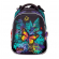 Ранец для девочки "Butterflies in flowers", капсульный, черный с ортопедической спинкой, Hummingbird 118T